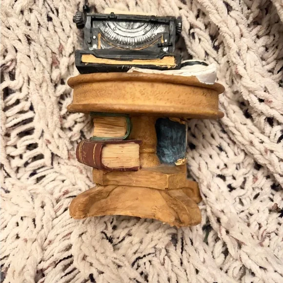 Miniature Typewriter on Wooden Table Figurine - Picture 3 of 5